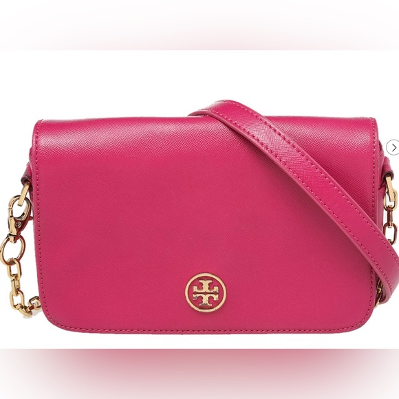Tory Burch Robinson mini chain-strap bag in bright pink saffiano leather - Picture 8 of 9